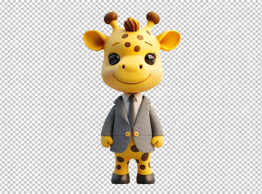 Cute 3D Giraffe Character in Business Suit Smiling