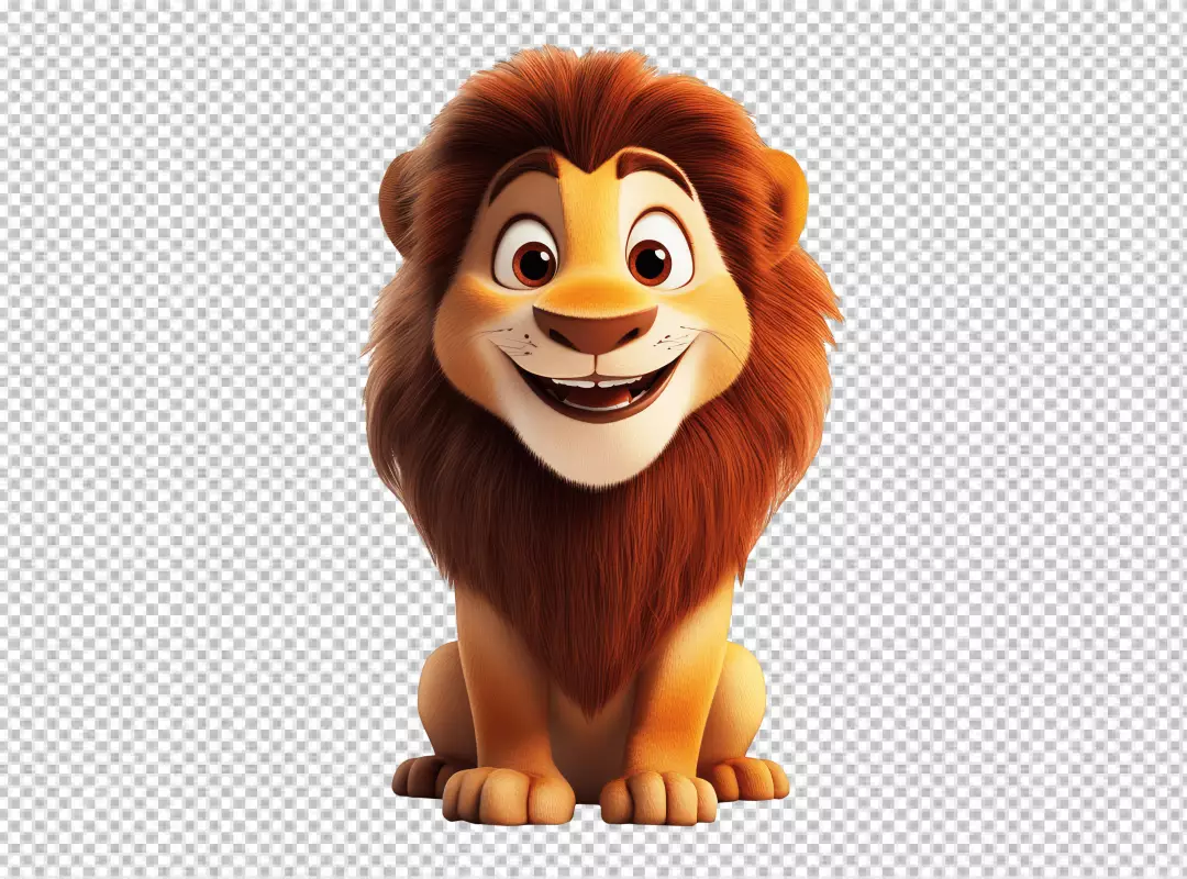 Cute Cartoon Lion Character Smiling Happily for Kids Designs