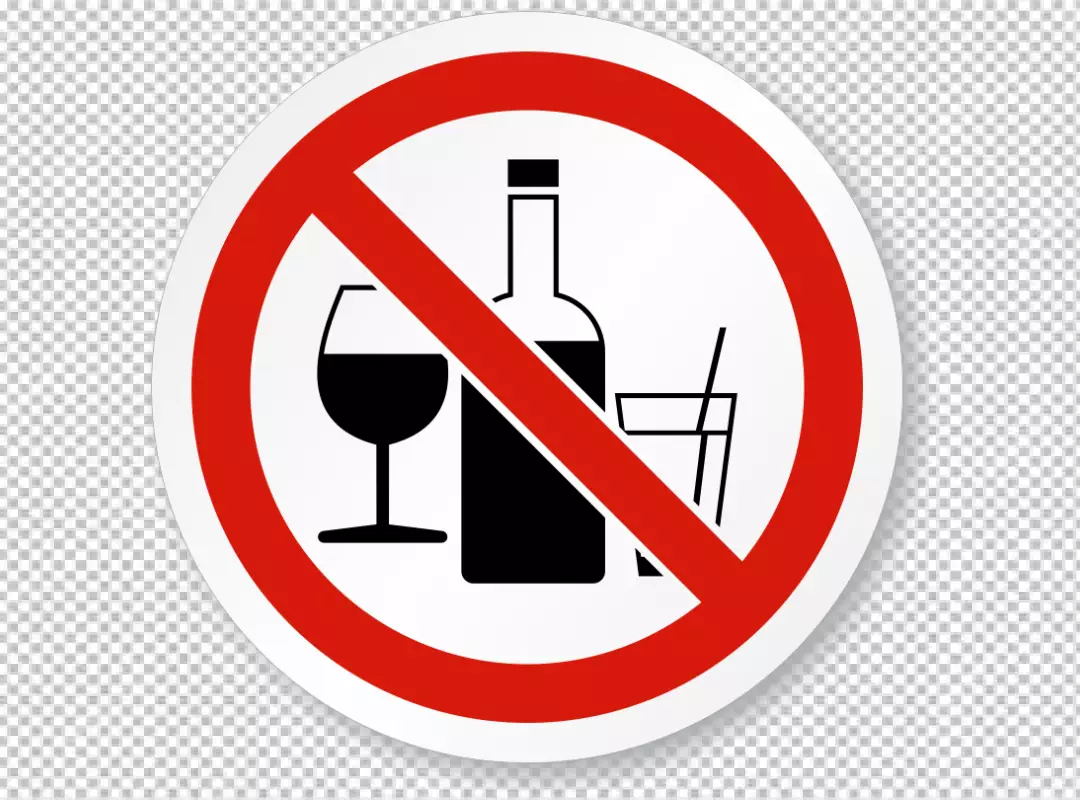 Free Premium PNG No Alcohol Sign with Bottle and Glass Illustration
