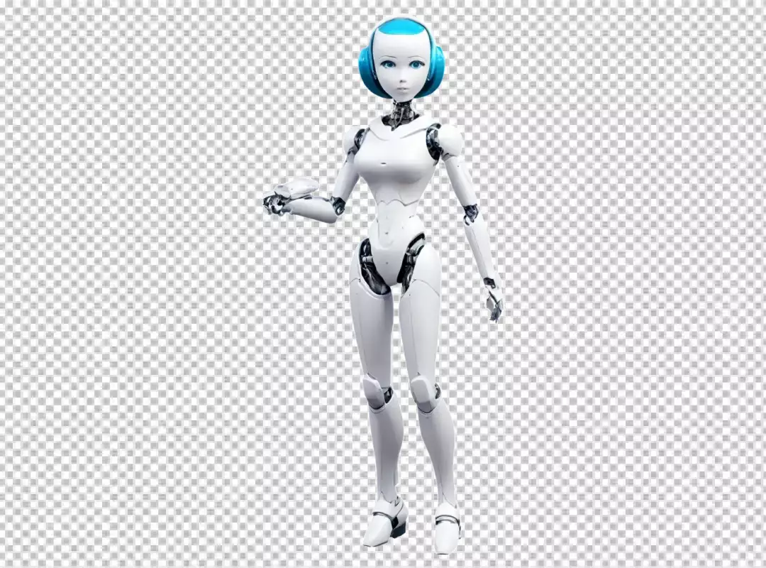 Advanced Humanoid Robot with Blue Headgear for Future AI and Digital Technology