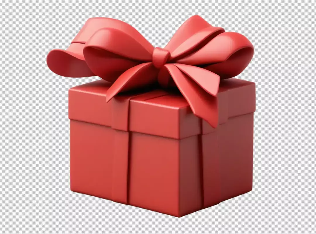 Vibrant 3D Rendered Red Gift Box with Elegant Bow on White Background
