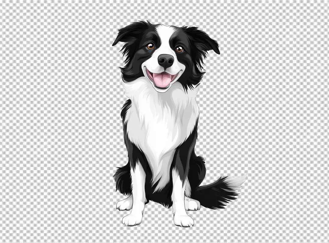 Happy Border Collie Dog Sitting and Smiling for Playful Pet Design