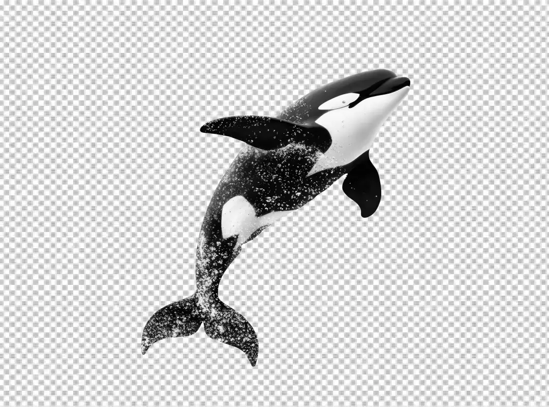 Dynamic Orca Jumping Action: Majestic Killer Whale Leaping from Water for Design