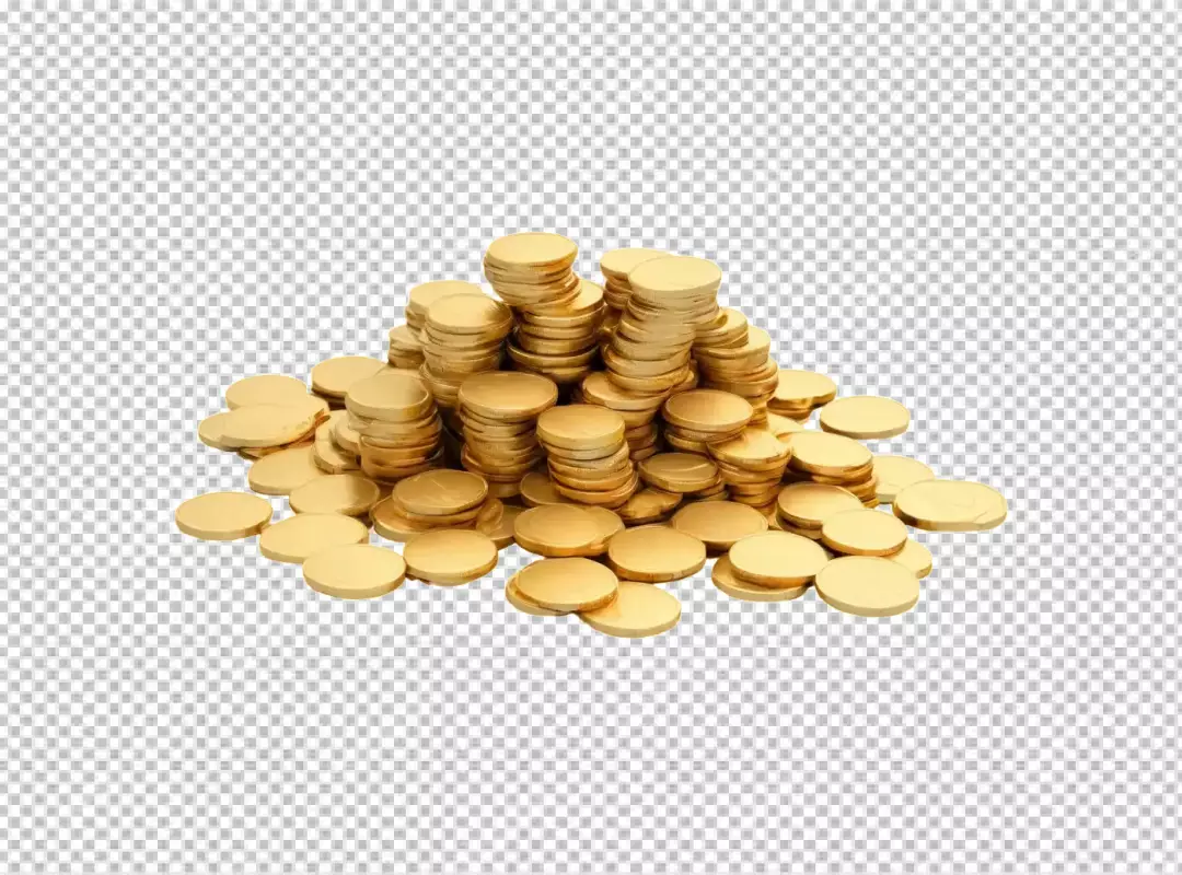 Vibrant Golden Coin Stacks and Scattered Treasures for Wealth Concepts