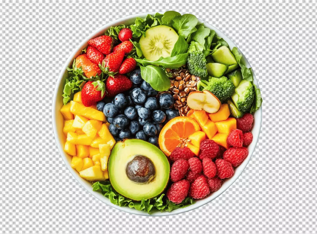 Fresh Healthy Fruit and Vegetable Bowl for Clean Eating PNG Download