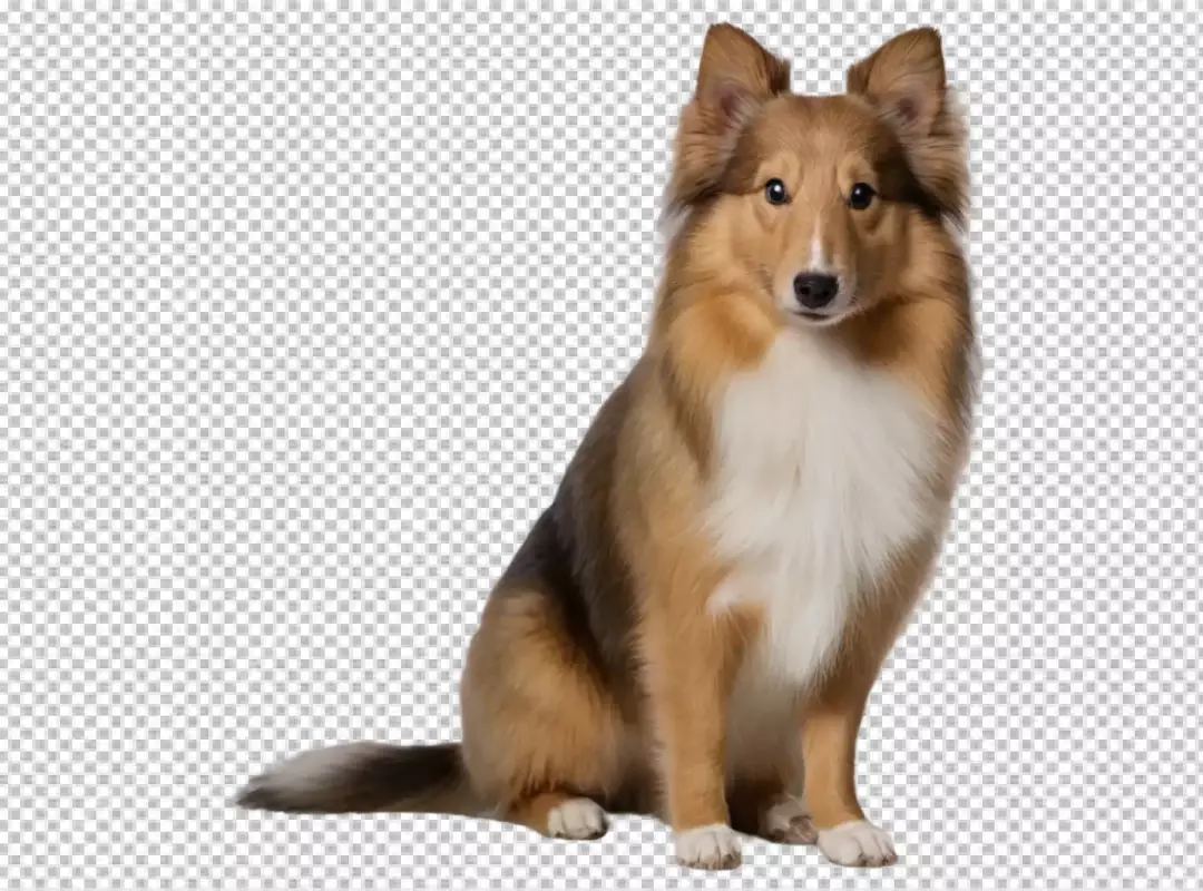 Loyal Shetland Sheepdog Sheltie Pet Sitting Gracefully on White Background
