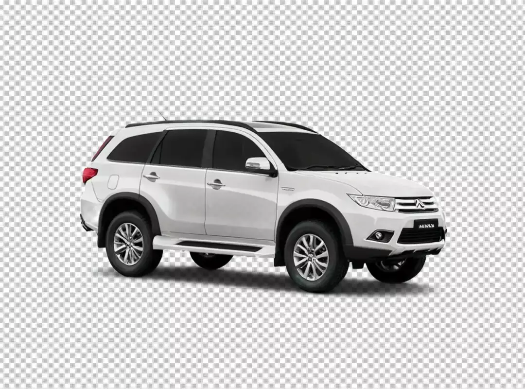 Modern White Mitsubishi SUV with Alloy Wheels Isolated for Automotive Design Projects