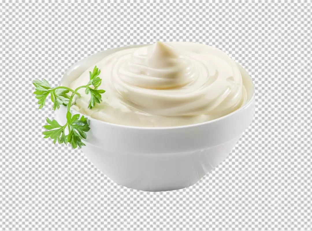 Rich, Smooth Mayonnaise Dip in Elegant White Bowl with Vibrant Parsley