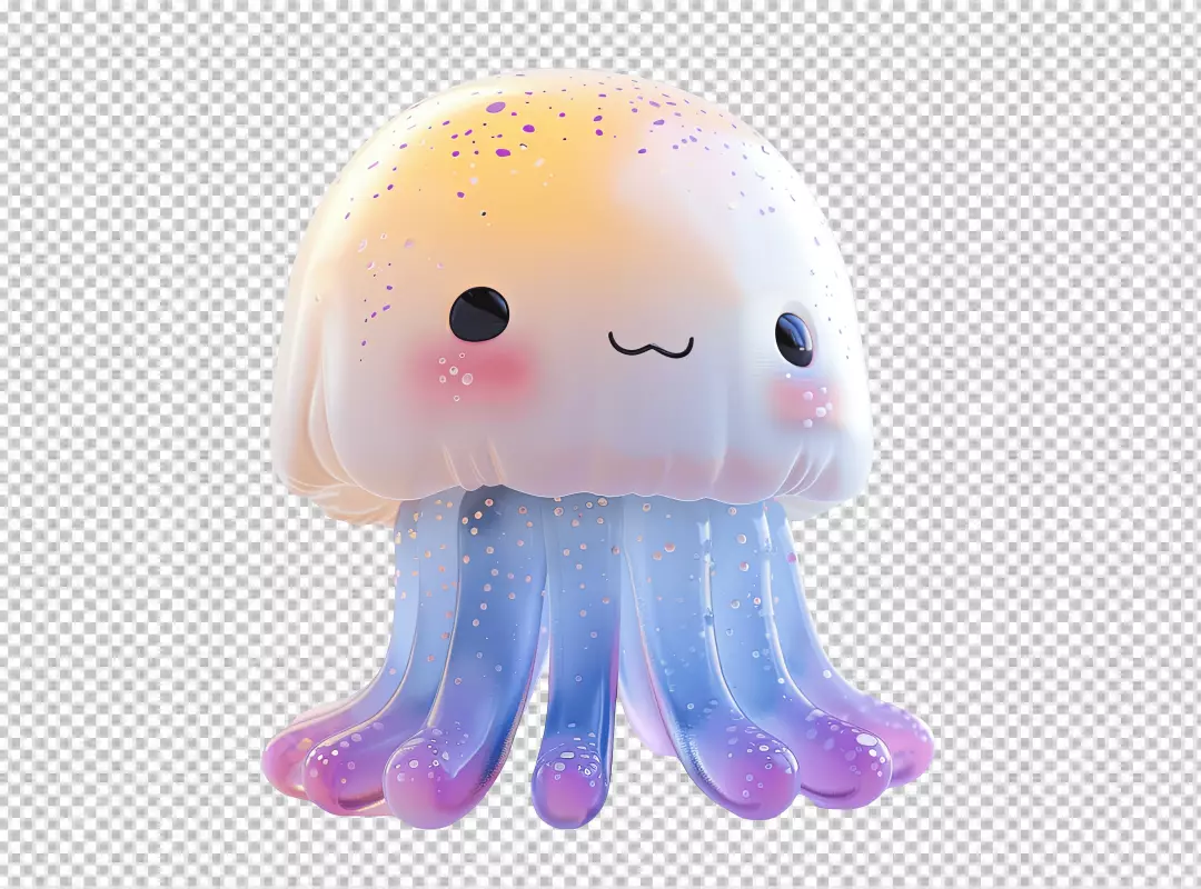 Cute Kawaii 3D Jellyfish Character Illustration for Creative Projects