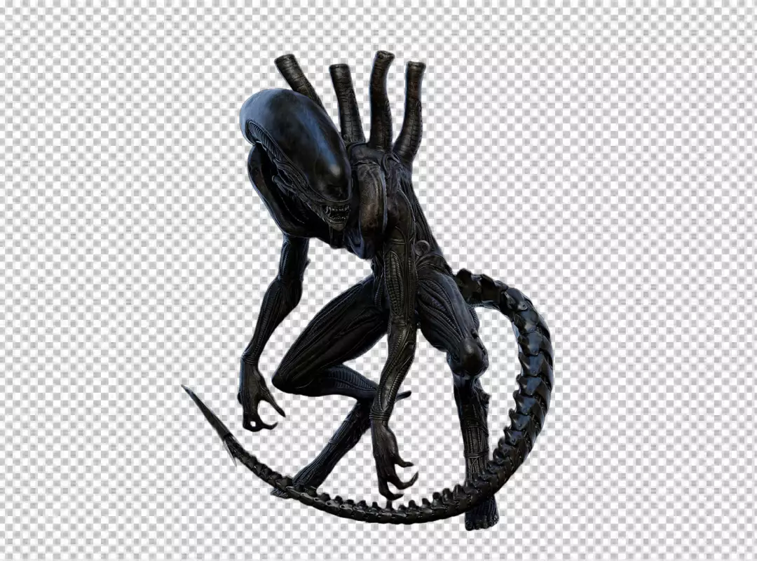 Free Premium PNG Xenomorph Alien Creature Sci-Fi Horror Monster Dark Background