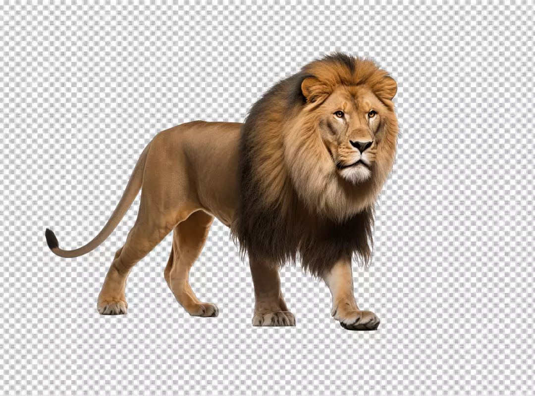 Majestic Walking Lion PNG Cutout for Wildlife Designs and Creative Projects