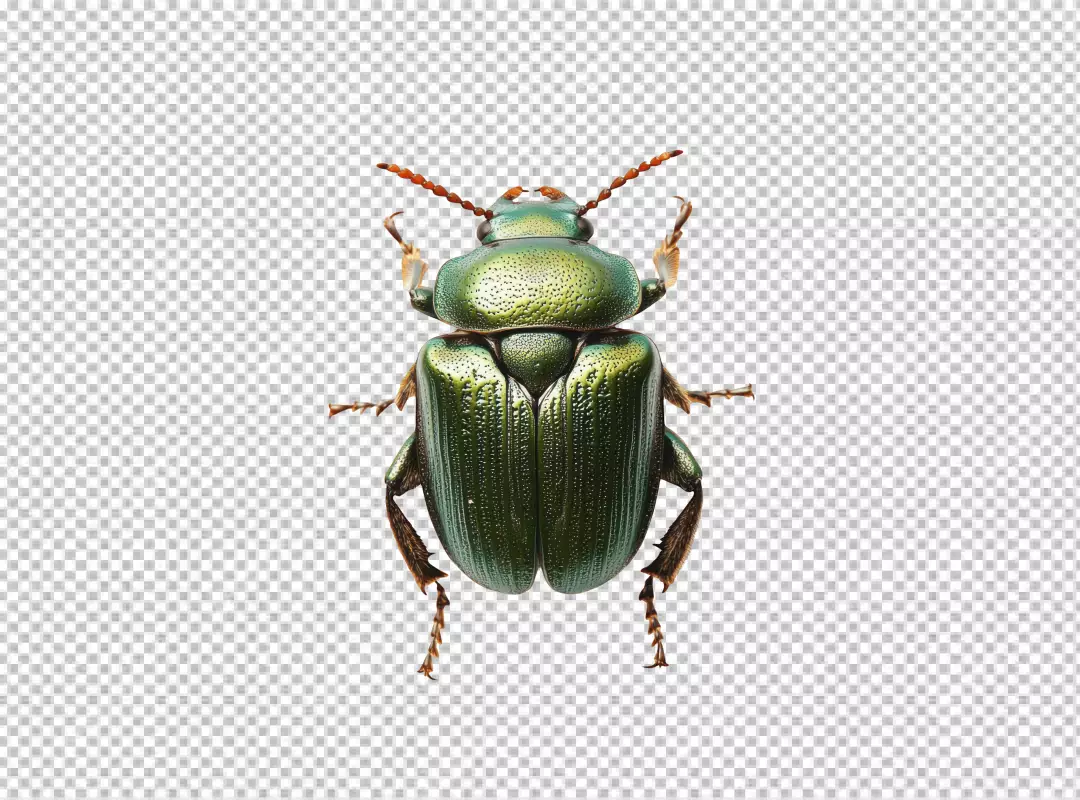 Vibrant Green Metallic Beetle PNG Cutout for Nature Designs and Entomology