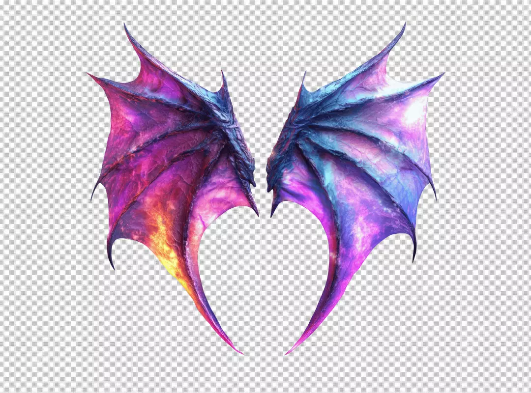Dynamic Iridescent Dragon Wings Digital Art PNG Download