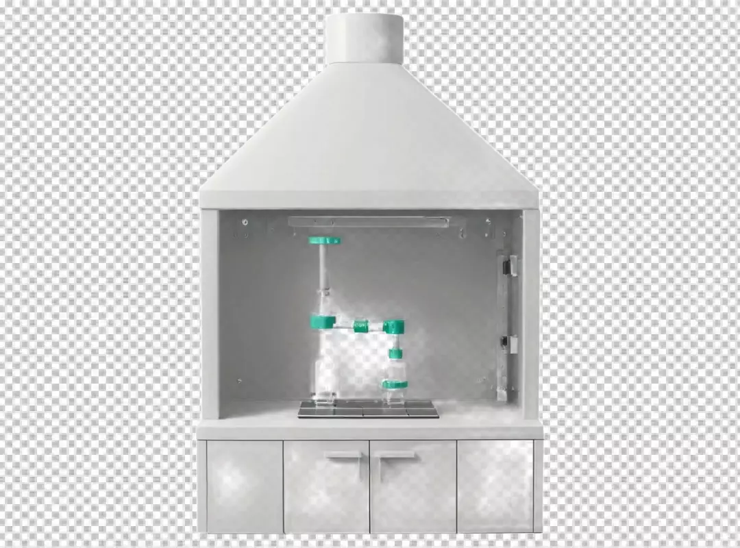 Laboratory Fume Hood with Glassware for Chemical Experimentation and Scientific Research