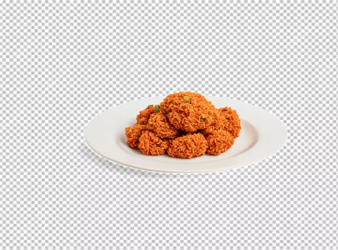 Golden Crispy Fried Noodle Snacks Served on a Pristine White Plate