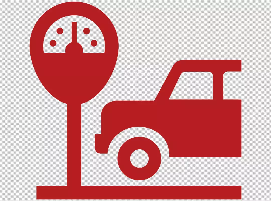 Free Premium PNG Parking Meter with Car Icon - Red Clean Vector Illustration