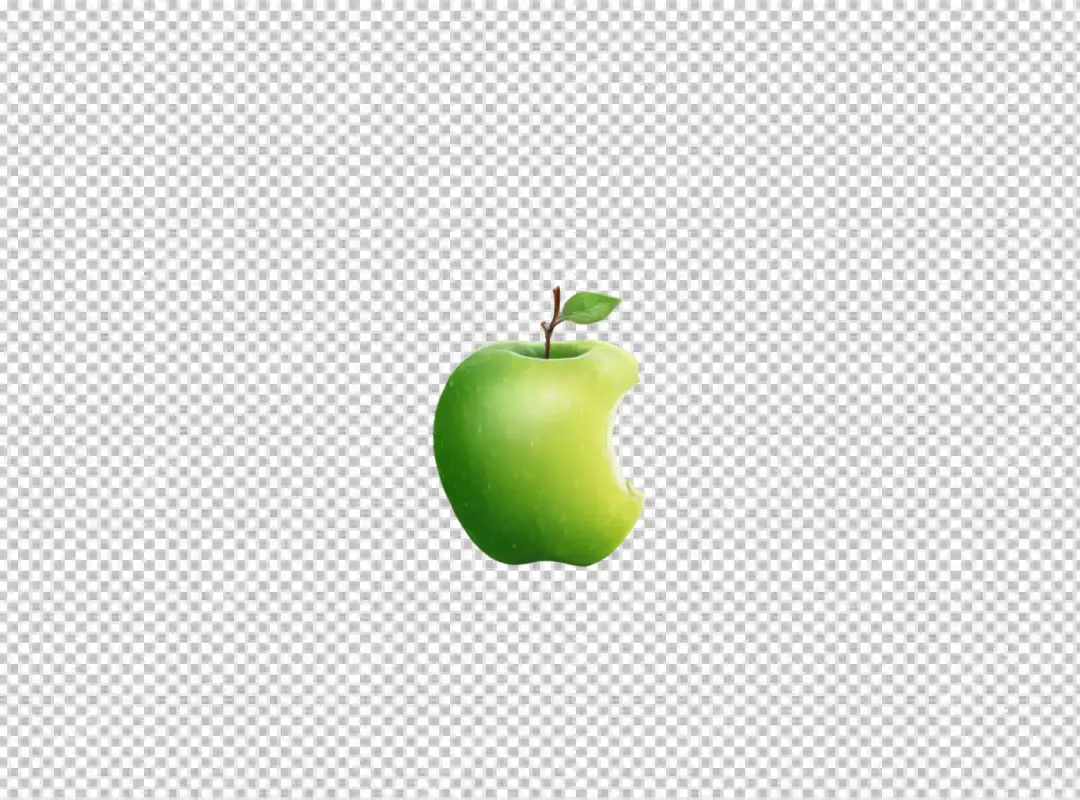 Juicy Green Apple with a Bitten Mark and Fresh Leaf Isolated on White Background