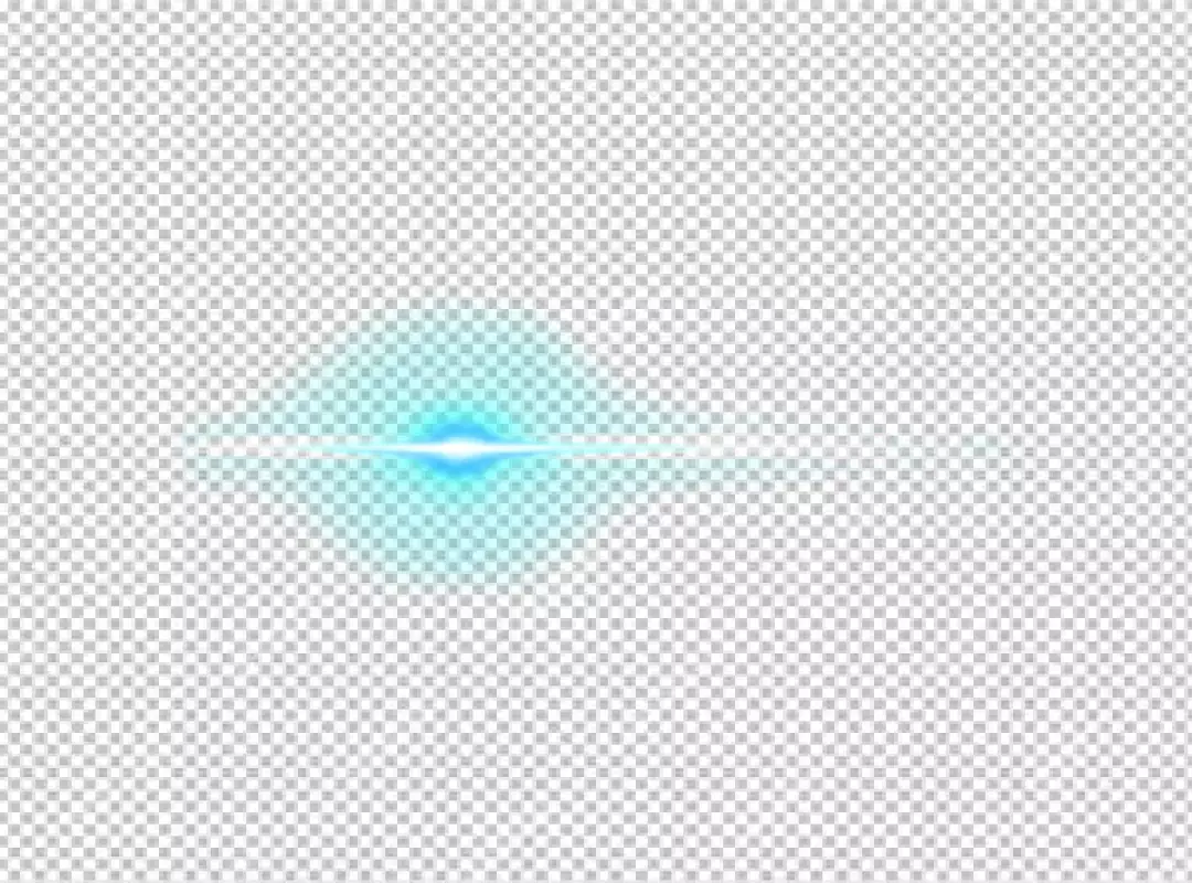 Vibrant Horizontal Blue Light Flare Optical Effect on White Background