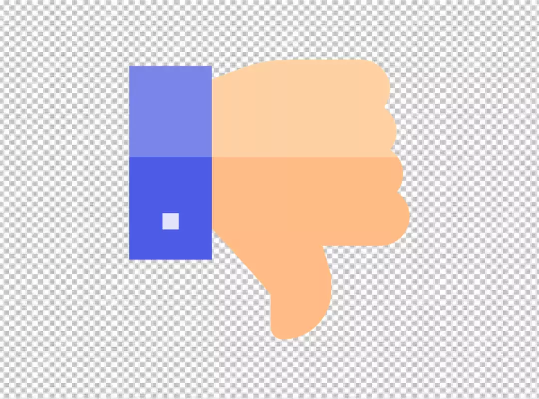 Free Premium PNG Flat design thumb down icon with blue sleeve and white square detail.