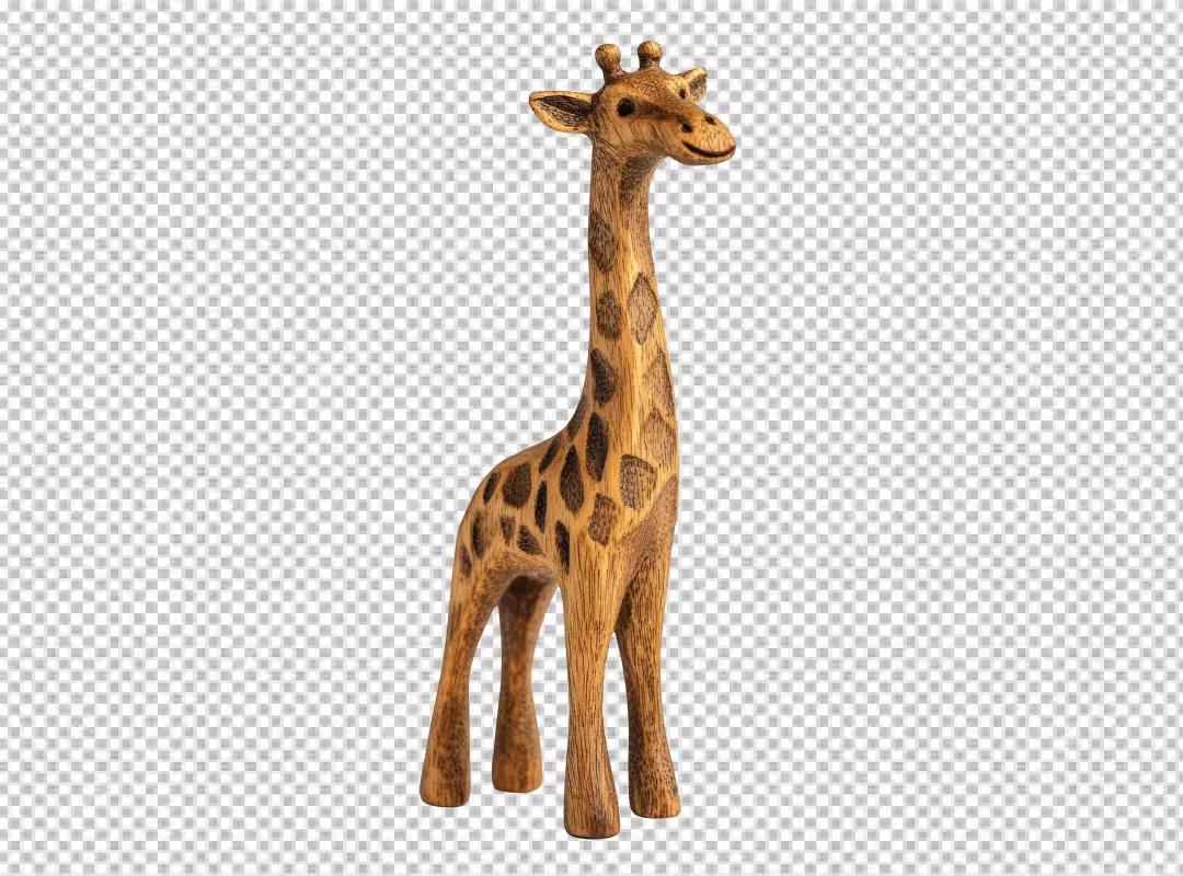 Elegant Wooden Giraffe Carving Figurine for Safari Decor Design