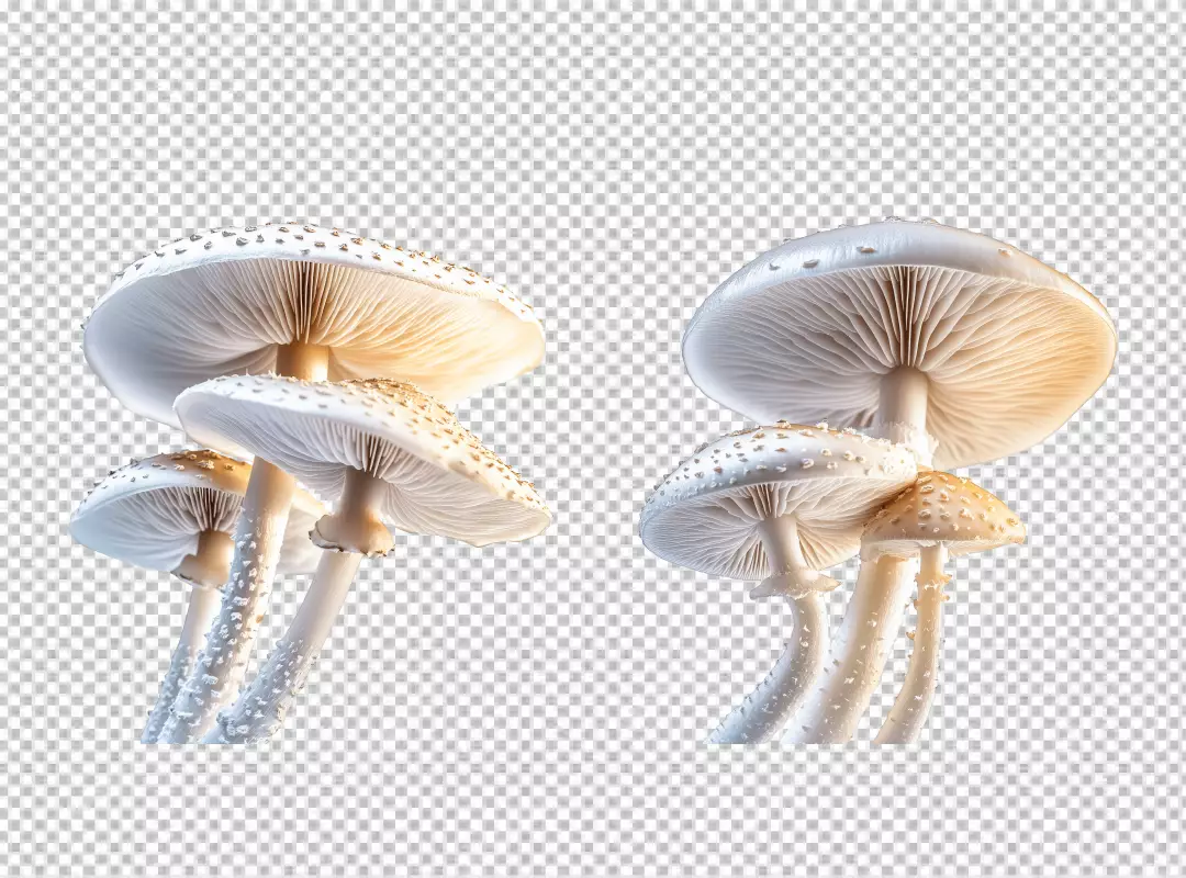 Fresh White Mushrooms PNG Cutout for Culinary and Nature-Inspired Designs