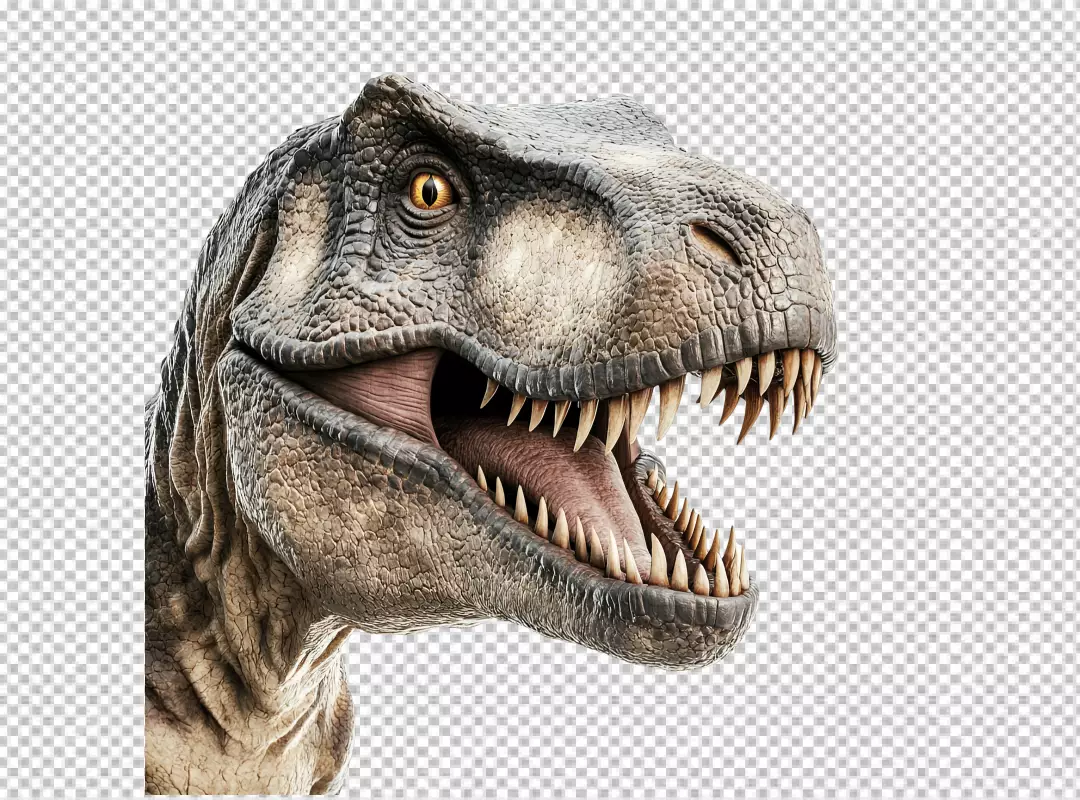 Fierce Tyrannosaurus Rex Head Roaring with Sharp Teeth