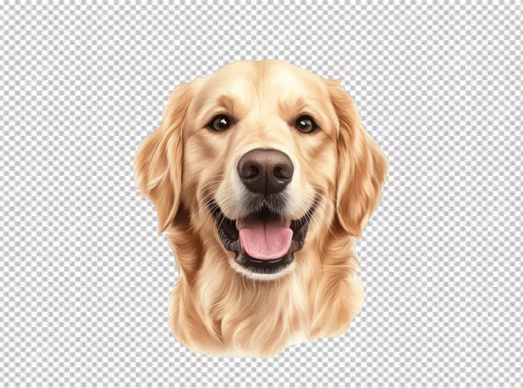 Happy Golden Retriever Dog Smiling with Joyful Expression Cute Friendly Pet Companion Animal Illustration