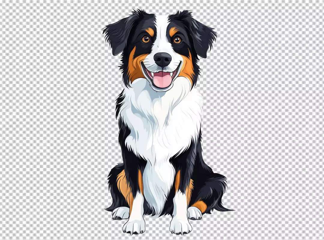 Cute Bernese Mountain Dog Sitting Happily PNG Cutout for Pet Designs