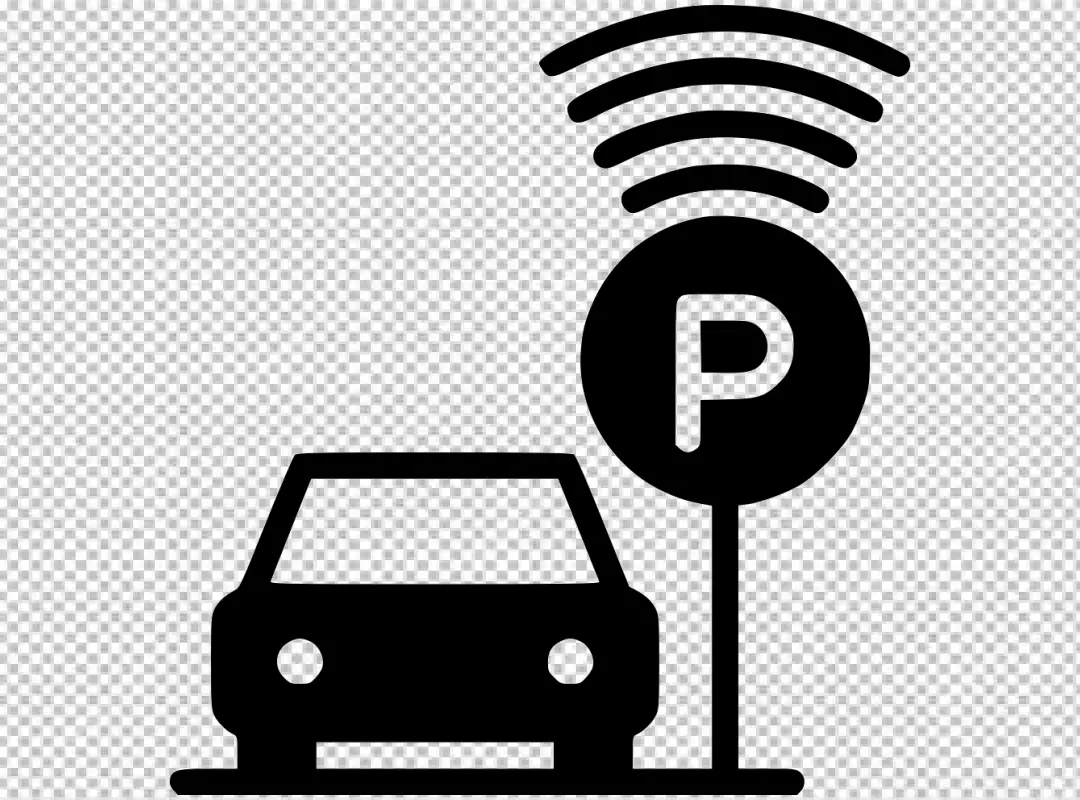 Free Premium PNG Smart Car Parking Sign with Wi-Fi Signal and Vehicle Icon