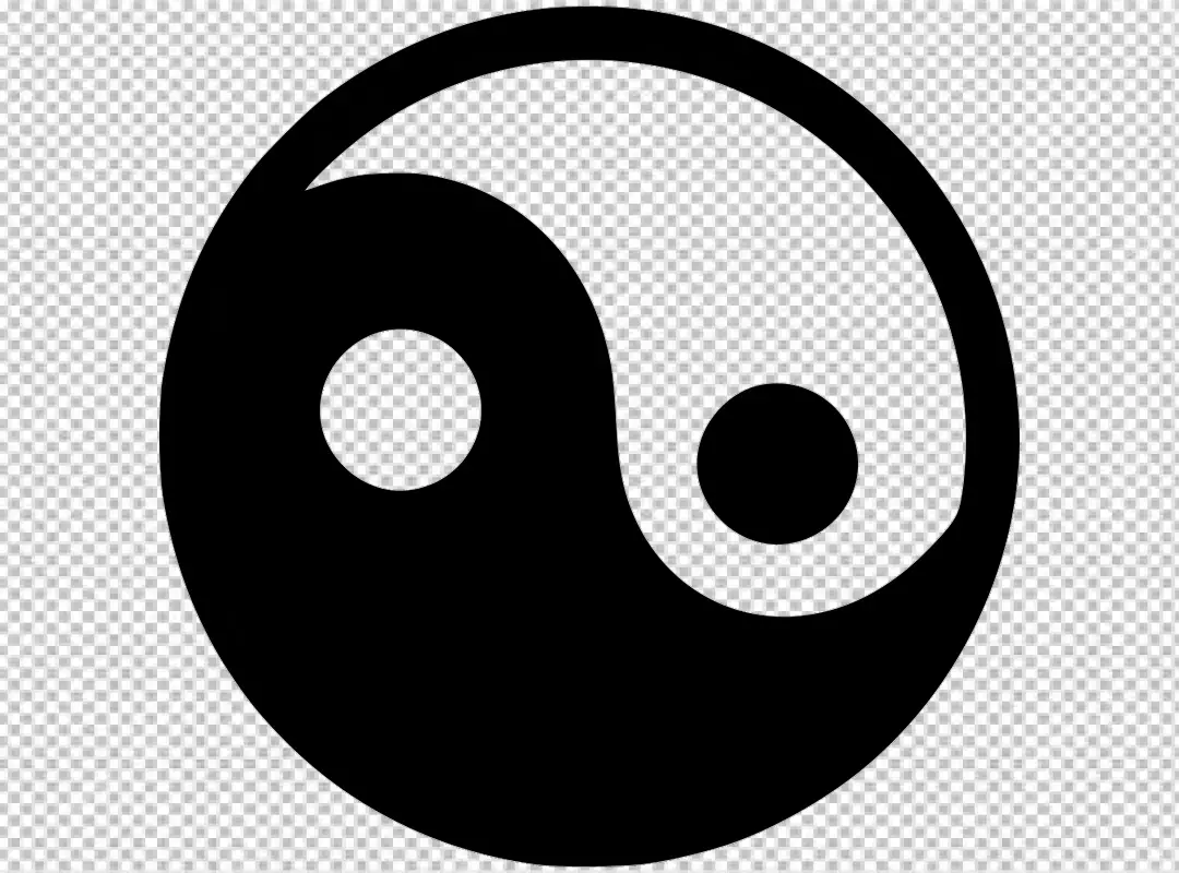 Free Premium PNG Minimalist Yin Yang Outline on Black