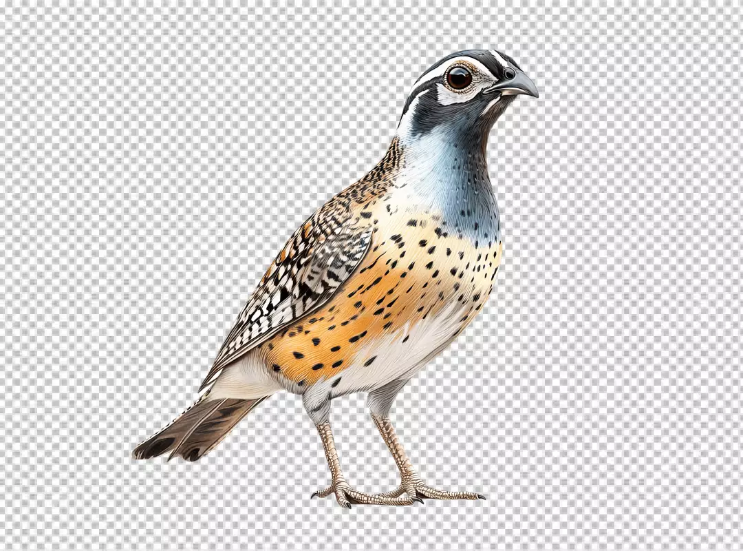Vibrant Speckled Ground Bird Standing Still Digital Art PNG