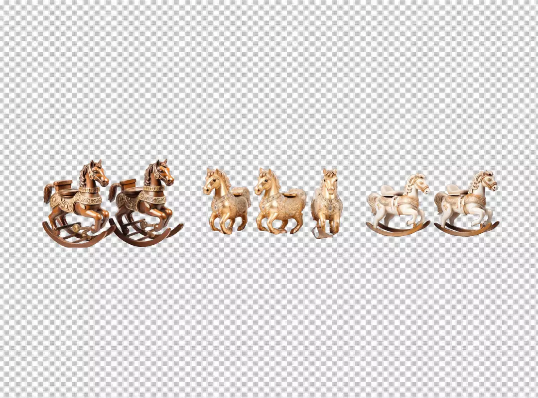 Elegant Collection of Decorative Rocking Horses in Classic Design PNG