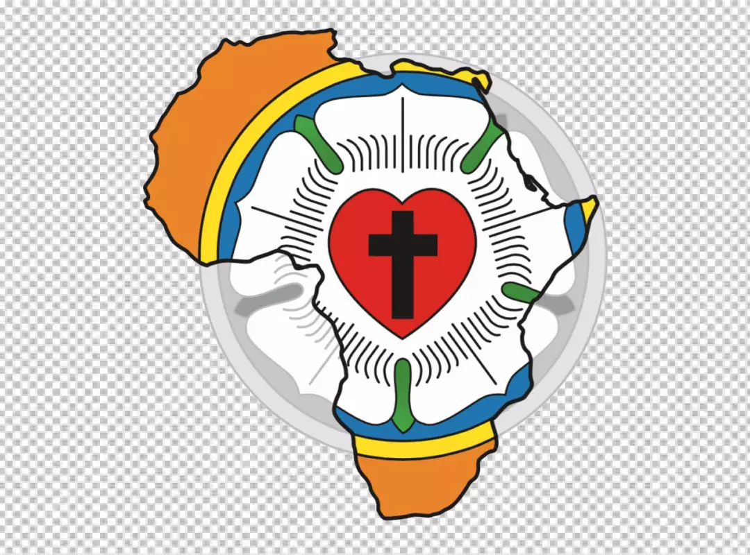 Free Premium PNG Lutheran World Federation Africa Region logo with cross and heart emblem