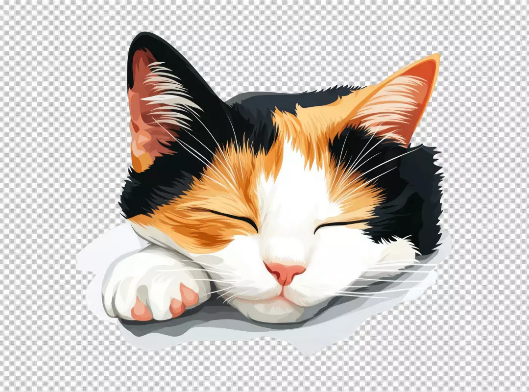 Cute Calico Cat Sleeping Peacefully, Vector Illustration for Creative Designs