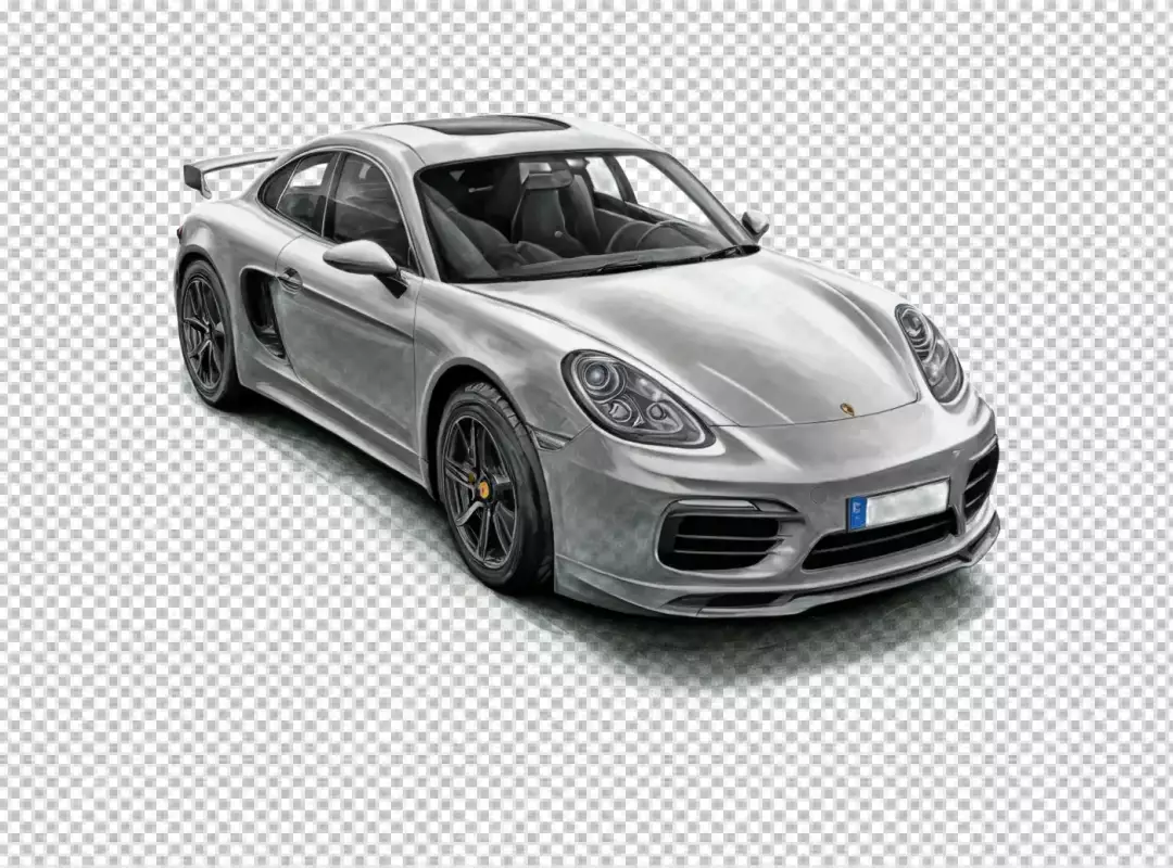 Dynamic Silver Porsche Coupe with Sporty Design and Sleek Performance Aesthetics
