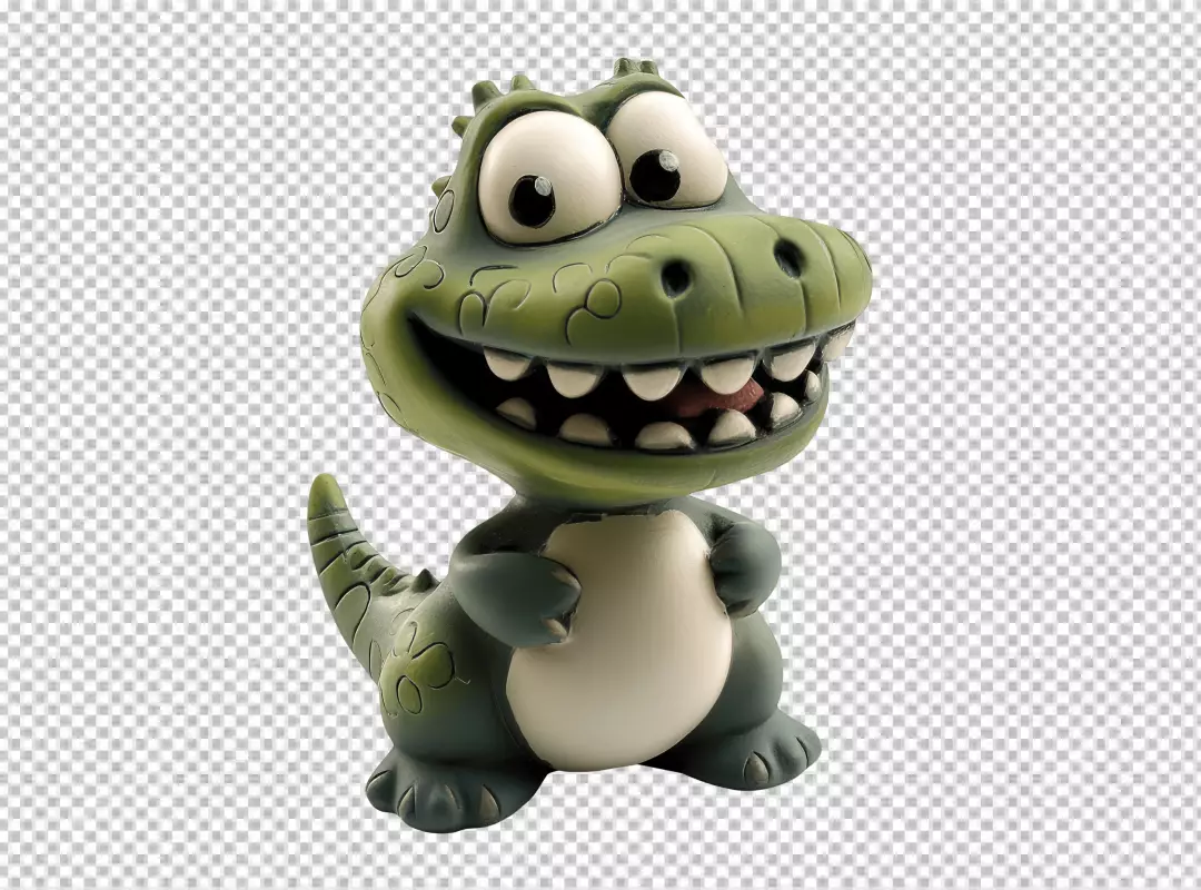 Friendly Cartoon Green Crocodile Character Smiling Wide, Transparent PNG