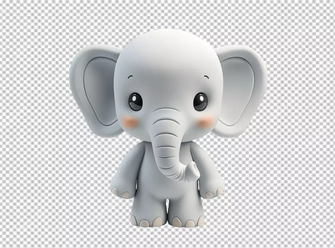 Adorable 3D Rendered Cute Baby Elephant Cartoon Character for Kids' Designs