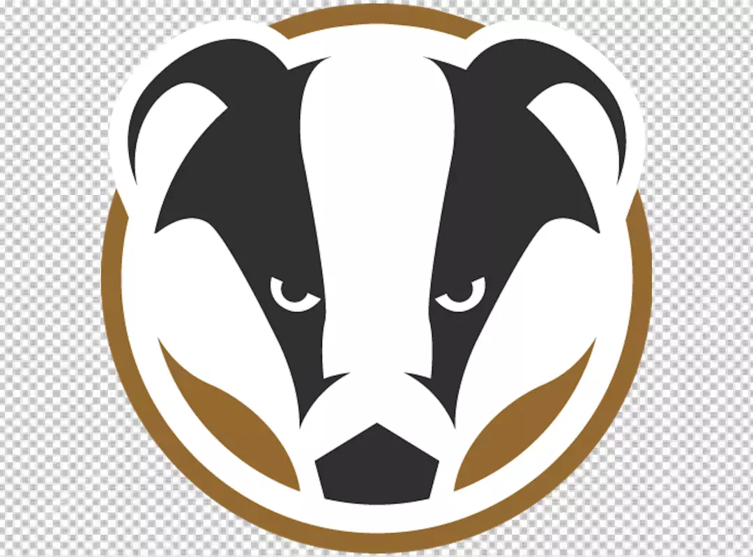 Bold Stylized Badger Head Mascot Logo with Brown Circular Outline