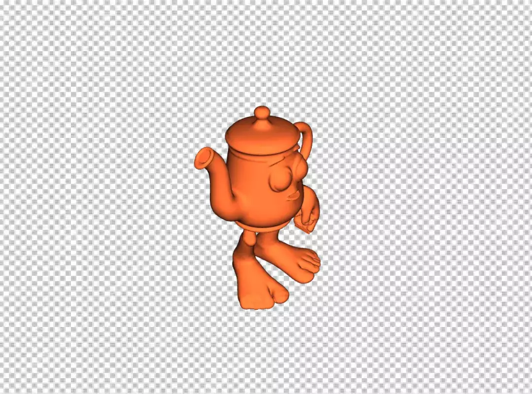 Whimsical Orange Teapot Character with Humanoid Features Stepping Forward