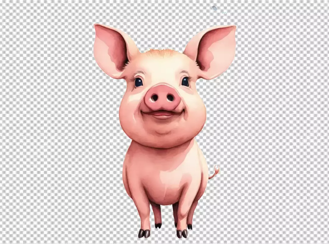 Adorable Cartoon Piglet with a Happy Smile, Charming Farm Animal Character Illustration