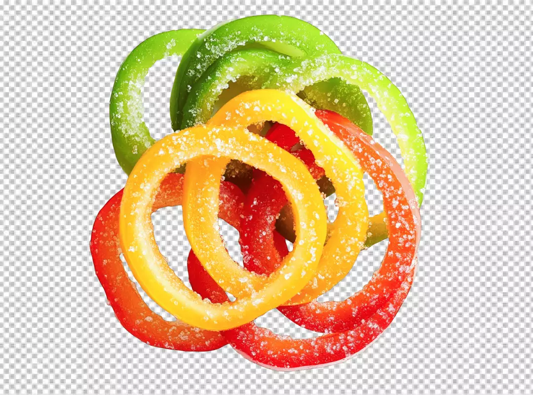 Vibrant Sliced Bell Peppers with Salt Crystals - Fresh Food Seasoning PNG Cutout