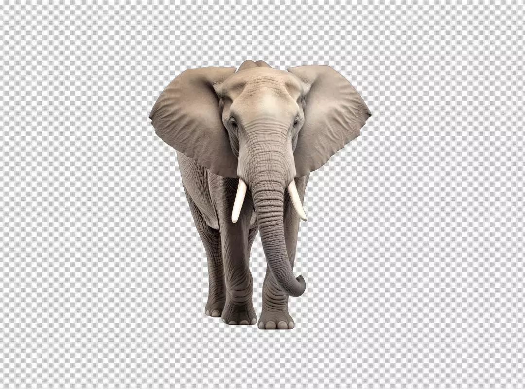 Majestic African Elephant Walking Forward Wild Animal Stock PNG Image