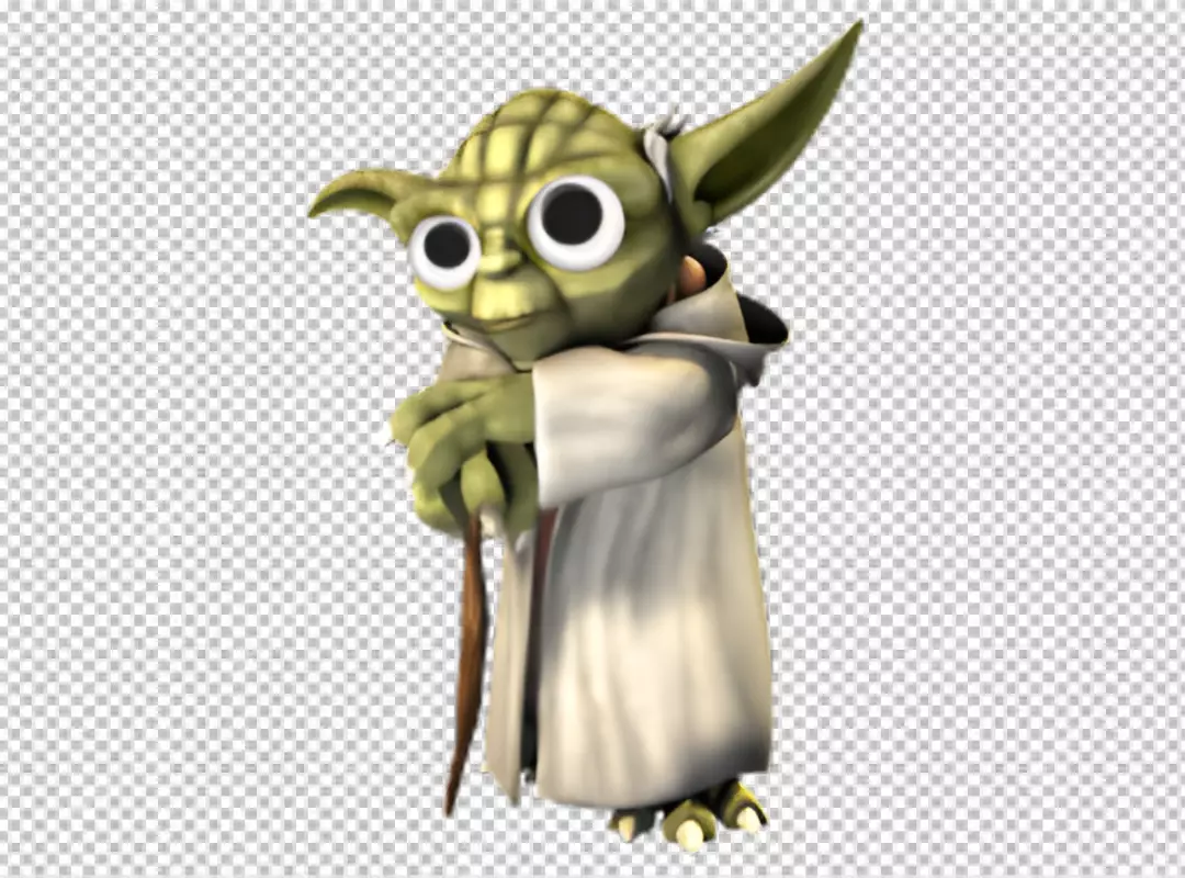 Free Premium PNG Stylized Yoda Character with Googly Eyes