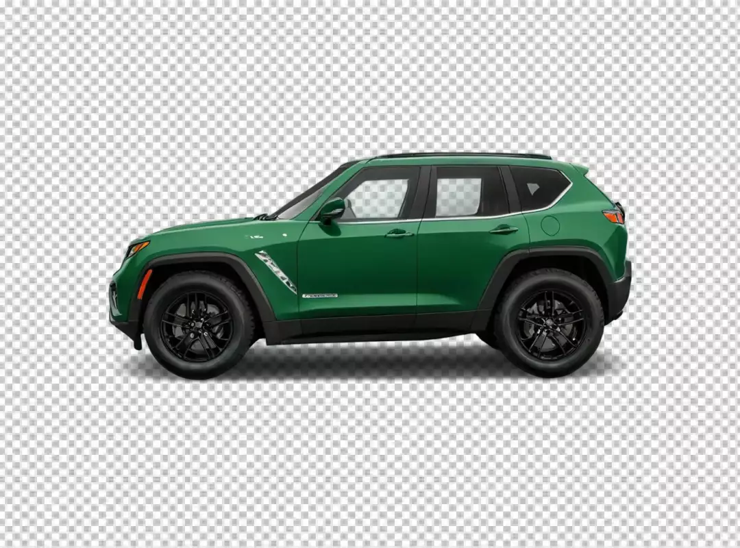 Sleek Green Compact SUV Side View Isolated on White Background for Automotive Display