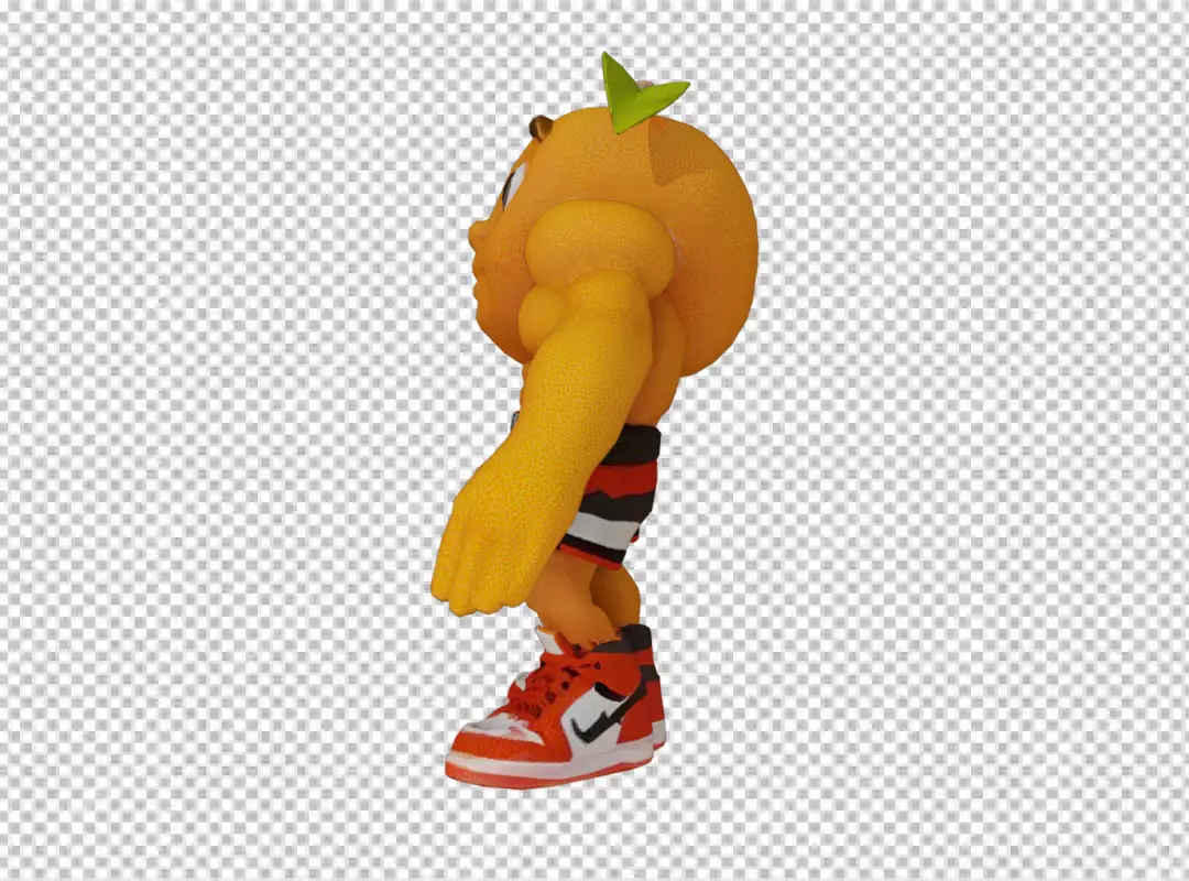 Dynamic 3D Orange Character Mascot in Athletic Sneakers and Shorts