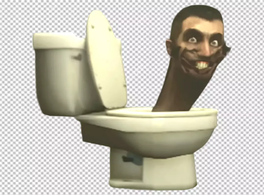 Bizarre Cartoon Man's Head with Exaggerated Smile Emerging From Toilet Vector 1674