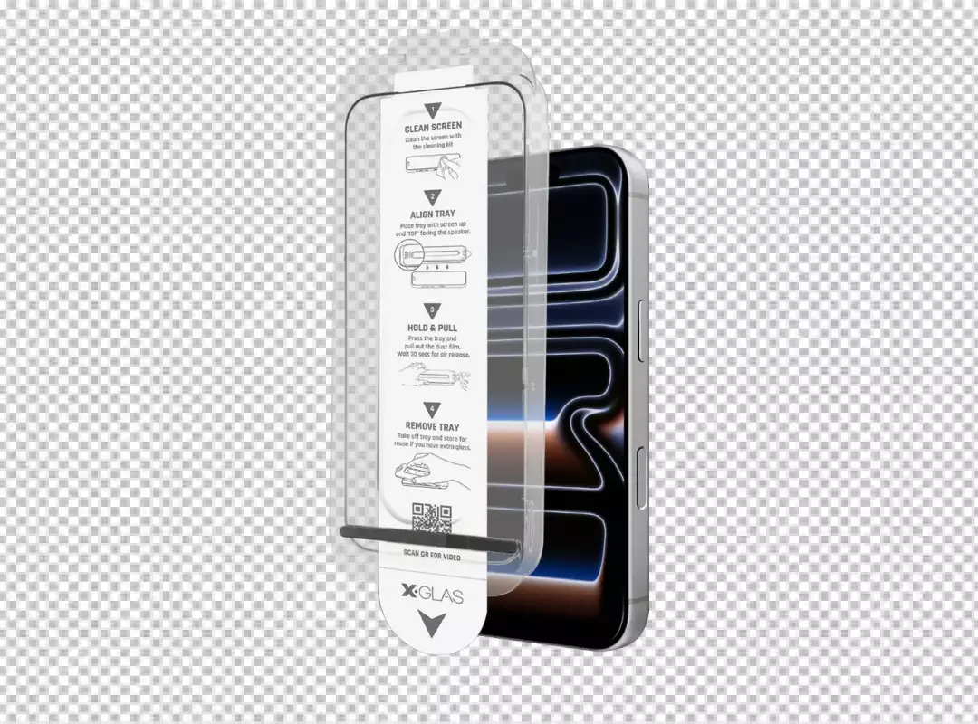 Applying a transparent screen protector to a modern smartphone with installation kit