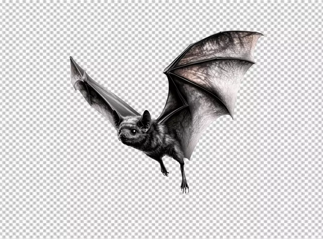 Realistic Flying Bat PNG Cutout for Spooky Halloween Designs
