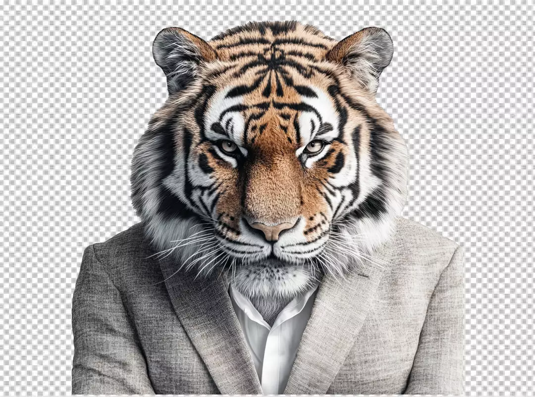 Majestic Tiger in Business Suit Looking Confidently into Camera
