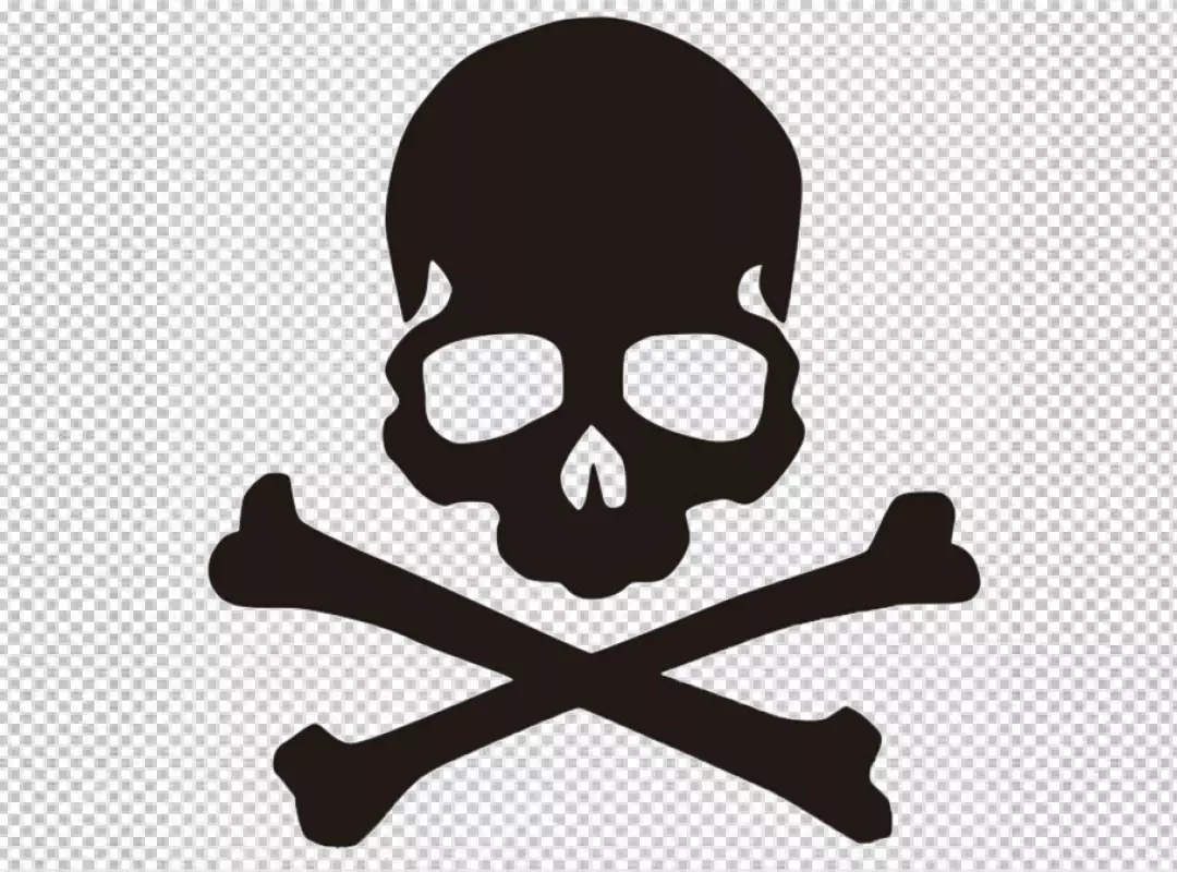 Free Premium PNG Black Silhouette Skull and Crossbones Symbol or danger symbol